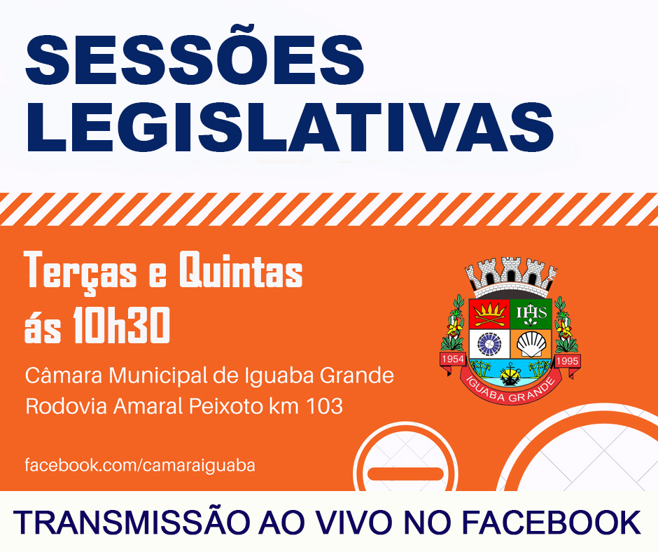 Sessões Legislativas da Câmara de Iguaba Grande acontecerão pela manhã e serão transmitidas pelo Facebook